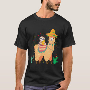 Lustiger süßer Faultier und Lama mit Taco und mexi T-Shirt