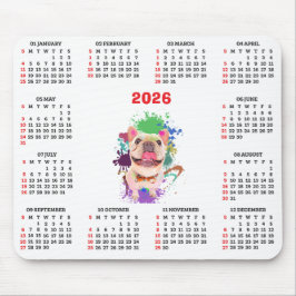 Lustiger süßer Französischer Hund Kalender Mousepad