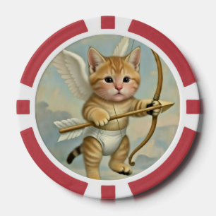 Lustiger süßer Kätzchen Cupid Pokerchips