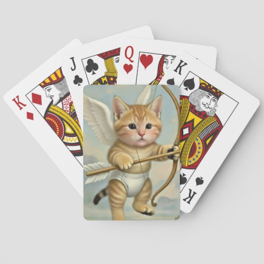 Lustiger süßer Kätzchen Cupid Spielkarten (Rückseite)