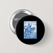 Lustiger süßer Katzenreiter-Meme Button (Vorne & Hinten)