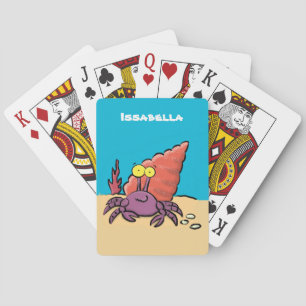 Lustiger süßer lila Cartoon-Einsiedlerkrebs Spielkarten
