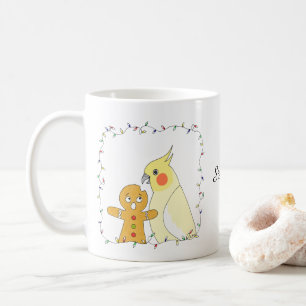 Lustiger Süßer Lutino Nymphensittich Lebkuchenmann Kaffeetasse