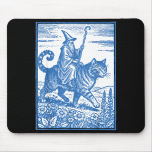 Lustiger, süßer Meme mit Zauberer-Katzenreiter Mousepad