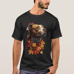 Lustiger süßer Pit Bull mit Herbstlaub Wald Herbst T-Shirt