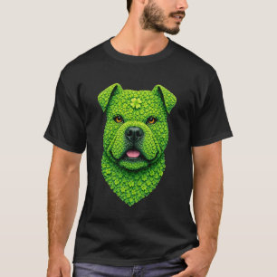 Lustiger süßer Pit Bull mit Kleeblättern Shamrocks T-Shirt