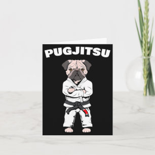 Lustiger süßer Pug Jiu Jitsu schwarzer Gürtel Bjj  Karte