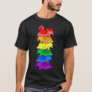 Lustiger Süßer Regenbogen Sibirischer Husky Gay Pr T-Shirt