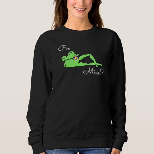 Lustiger süßer schwarzer Valentinsfrosch Sweatshirt (Vorderseite)
