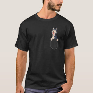 Lustiger süßer sibirischer Husky Pocket Dog Welpe T-Shirt