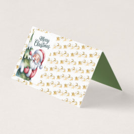 Lustiger süßer Weihnachtsmann mit Baum und Typogra