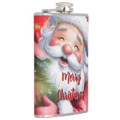 Lustiger süßer Weihnachtsmann & Typografie Flachmann (Rechts)