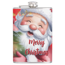 Lustiger süßer Weihnachtsmann & Typografie Flachmann