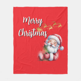 Lustiger süßer Weihnachtsmann & Typografie Fleecedecke