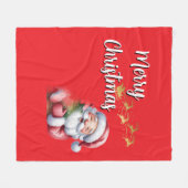 Lustiger süßer Weihnachtsmann & Typografie Fleecedecke (Vorderseite (Horizontal))