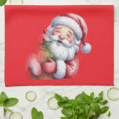 Lustiger süßer Weihnachtsmann & Typografie Geschirrtuch (Gefaltet)