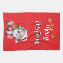 Lustiger süßer Weihnachtsmann & Typografie Geschirrtuch