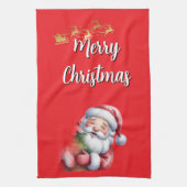 Lustiger süßer Weihnachtsmann & Typografie Geschirrtuch (Vertikal)