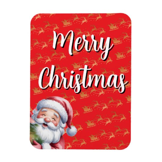 Lustiger süßer Weihnachtsmann & Typografie Magnet (Vertikal)