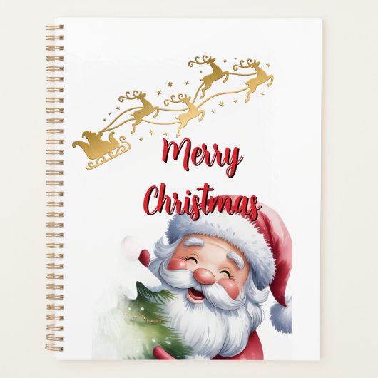 Lustiger süßer Weihnachtsmann & Typografie Planer (Vorderseite)