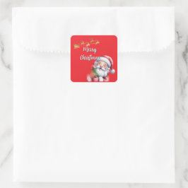 Lustiger süßer Weihnachtsmann & Typografie Quadratischer Aufkleber