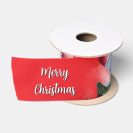 Lustiger süßer Weihnachtsmann & Typografie Satinband