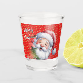Lustiger süßer Weihnachtsmann & Typografie Schnapsglas
