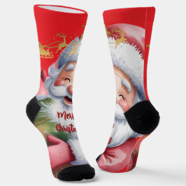 Lustiger süßer Weihnachtsmann & Typografie Socken