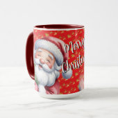 Lustiger süßer Weihnachtsmann & Typografie Tasse (Vorderseite Links)