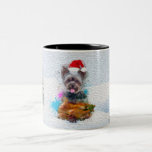 Lustiger, süßer Yorkie-Hund Weihnachten Zweifarbige Tasse