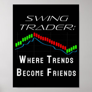 Lustiger Swing Trader Handel mit Aktienmarkt Poster