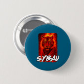 Lustiger Sybau ironischer Tiger Meme Sigma Brainro Button (Vorne & Hinten)