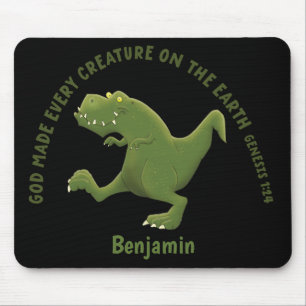 Lustiger T-Rex-Cartoon Gott hat jede Kreatur ersch Mousepad