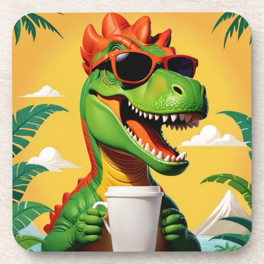Lustiger T-Rex-Dinosaur Getränkeuntersetzer (Vorderseite)