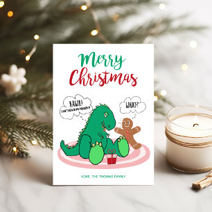 Lustiger T Rex Dinosaur Gingerbread-Weihnachtsplät Feiertagskarte