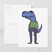 Lustiger T-Rex Dinosaur mit Hosenträgern Postkarte (Vorne/Hinten)