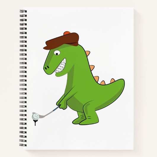 Lustiger T-Rex Dinosaur spielt Golf Notizblock (Vorderseite)