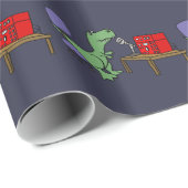 Lustiger T-rex Dinosaurier auf Amateurfunk Geschenkpapier (Rolleneckpunkt)