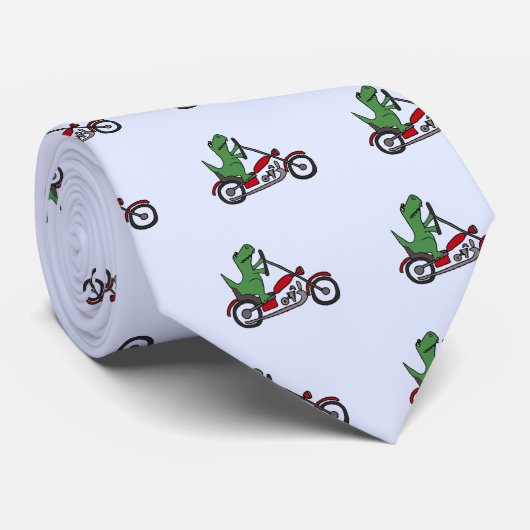 Lustiger T-rex Dinosaurier auf rotem Motorrad Krawatte (Gerollt)