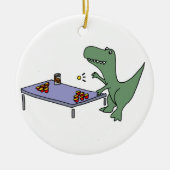 Lustiger T-Rex Dinosaurier, der Bier Pong spielt Keramik Ornament (Vorne)