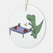 Lustiger T-Rex Dinosaurier, der Bier Pong spielt Keramik Ornament (Links)