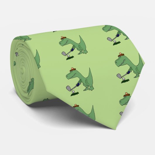 Lustiger T-Rex Dinosaurier, der Golf spielt Krawatte (Gerollt)