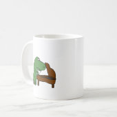 Lustiger T-Rex Dinosaurier, der Klavier spielt Kaffeetasse (Vorderseite Links)