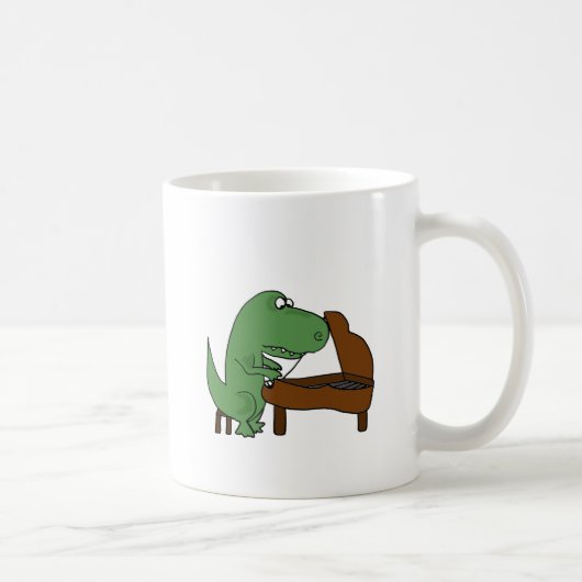 Lustiger T-Rex Dinosaurier, der Klavier spielt Kaffeetasse (Rechts)
