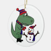Lustiger T-Rex Dinosaurier-GebäudeSnowman Keramikornament (Links)