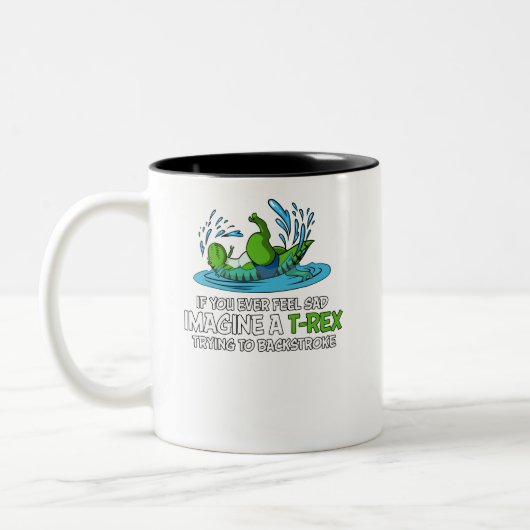 Lustiger T-Rex Dinosaurier hasst Zweifarbige Tasse (Links)