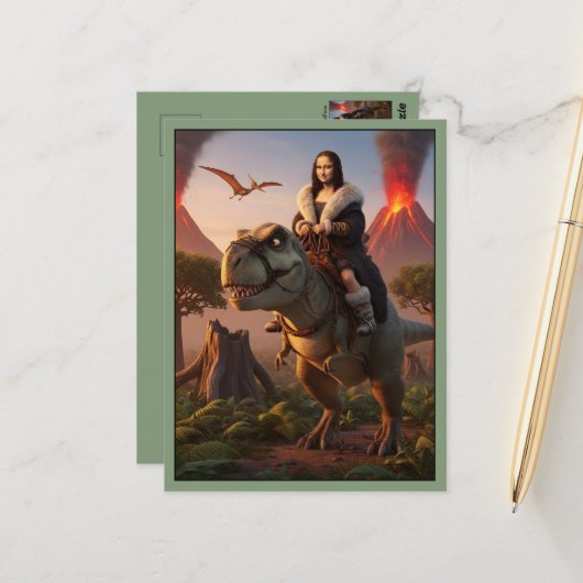 Lustiger T Rex Dinosaurier Postkarte (Vorderseite/Rückseite Beispiel)