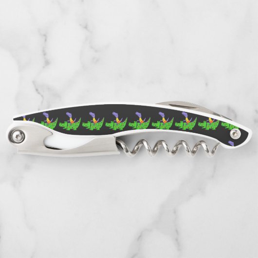 Lustiger T-rex Dinosaurier-Reitalligator Kellnermesser (Vorderseite)