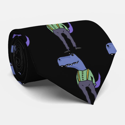 Lustiger T-rex Dinosaurier-tragende Hosenträger Krawatte (Gerollt)