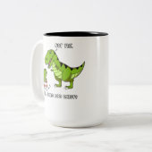 Lustiger T-Rex Dinosaurier-Vater tut Gott Zweifarbige Tasse (Vorderseite Links)